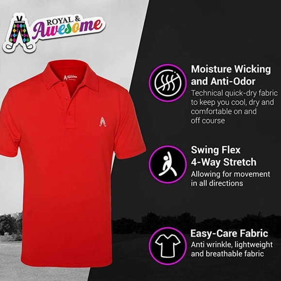 Royal & Awesome new red men's golf polo, size XXL - Picture 3 of 7
